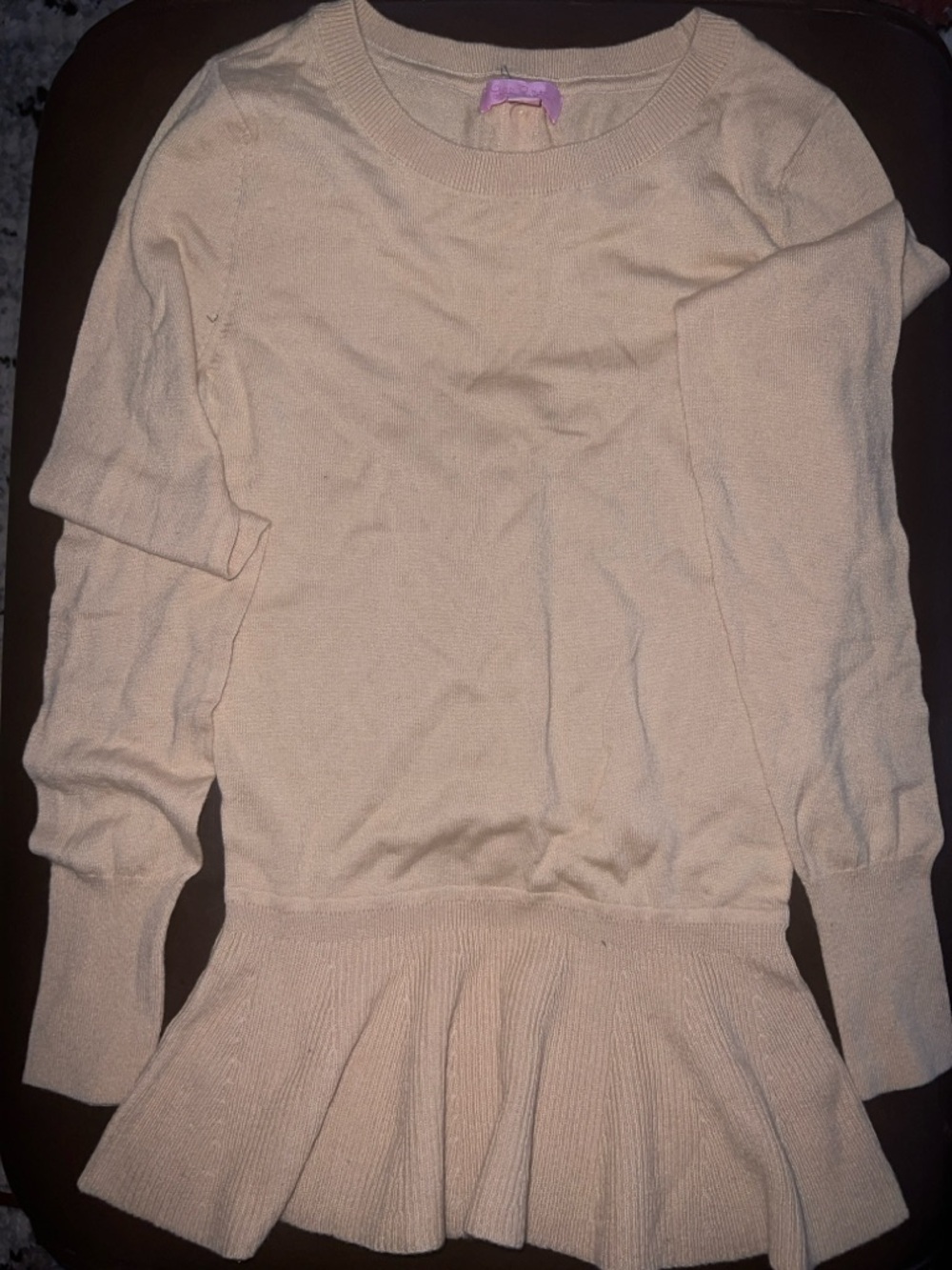 Lilly Pulitzer Cream Peplum Crewneck Sweater